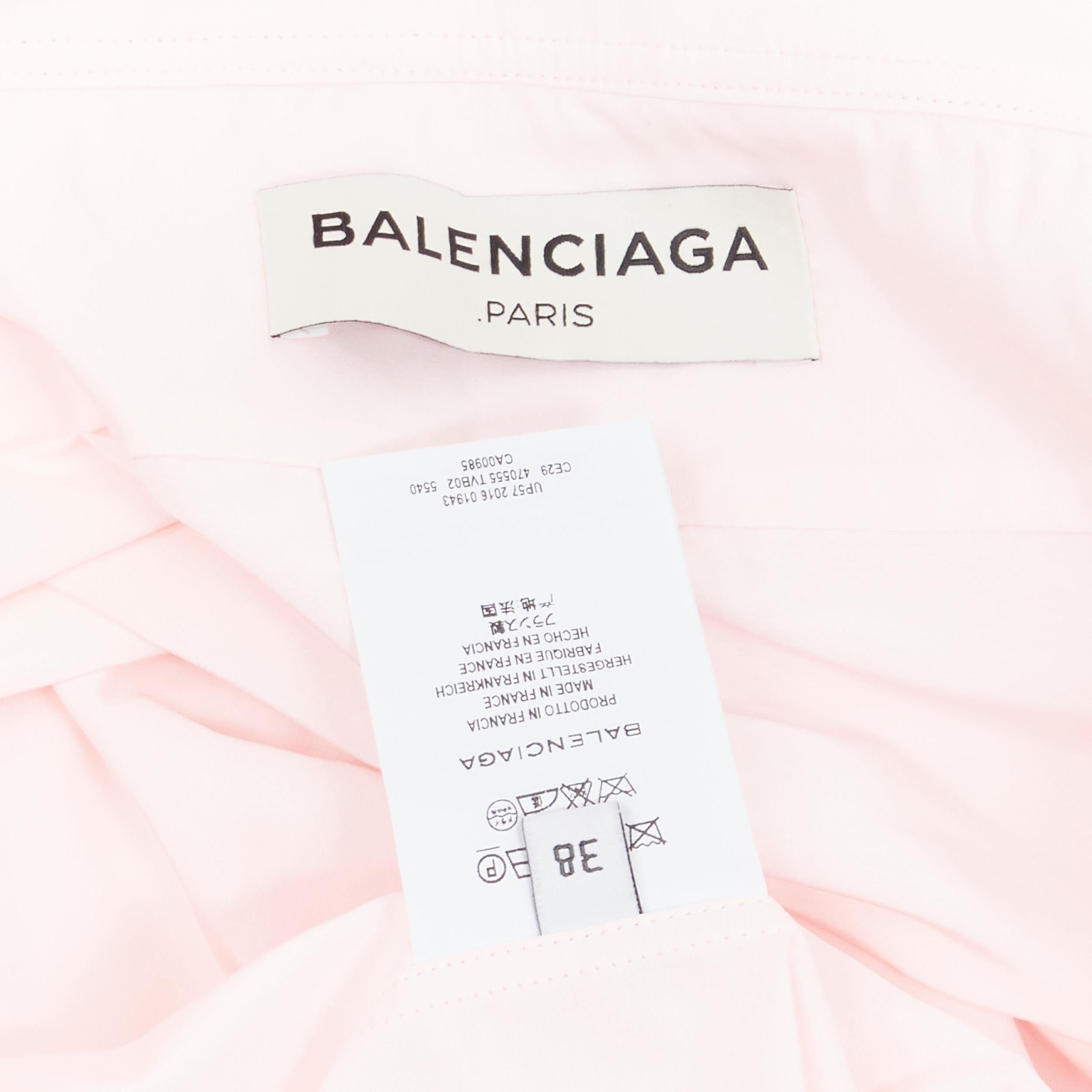BALENCIAGA 2016 pink button pinched collar oversized shirt FR38 S For Sale 1