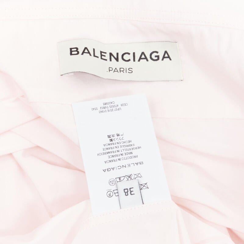 BALENCIAGA 2016 rosa Knopf gekniffen Kragen übergroße Hemd FR38 S im Angebot 4