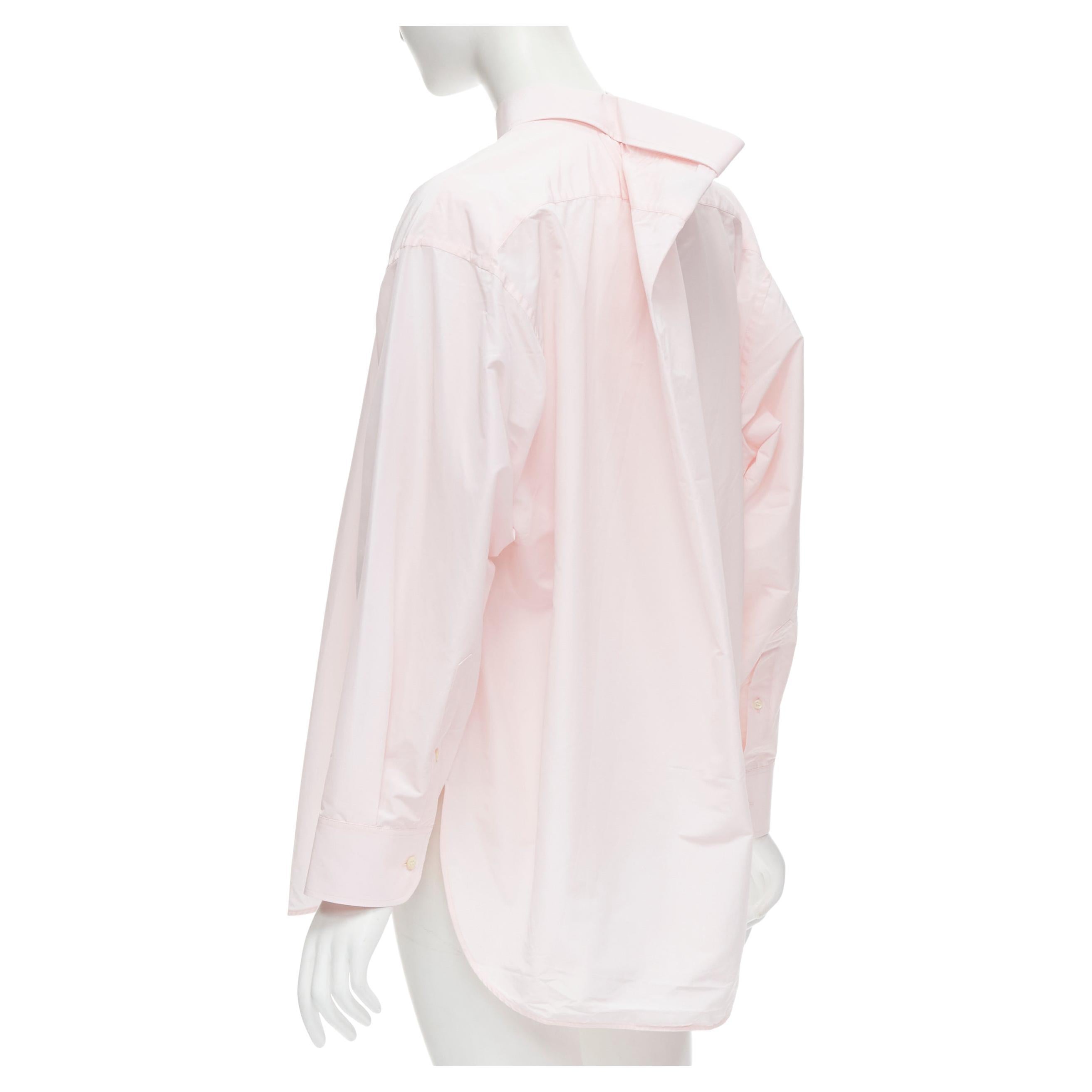 BALENCIAGA 2016 pink button pinched collar oversized shirt FR38 S For Sale