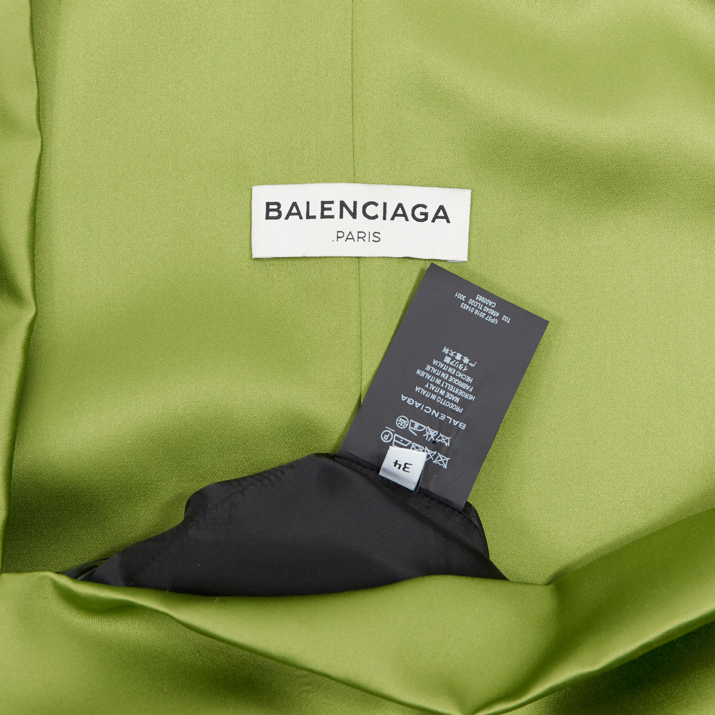 BALENCIAGA 2016 rich emerald green gathered asymmetric off shoulder top FR34 XS 2