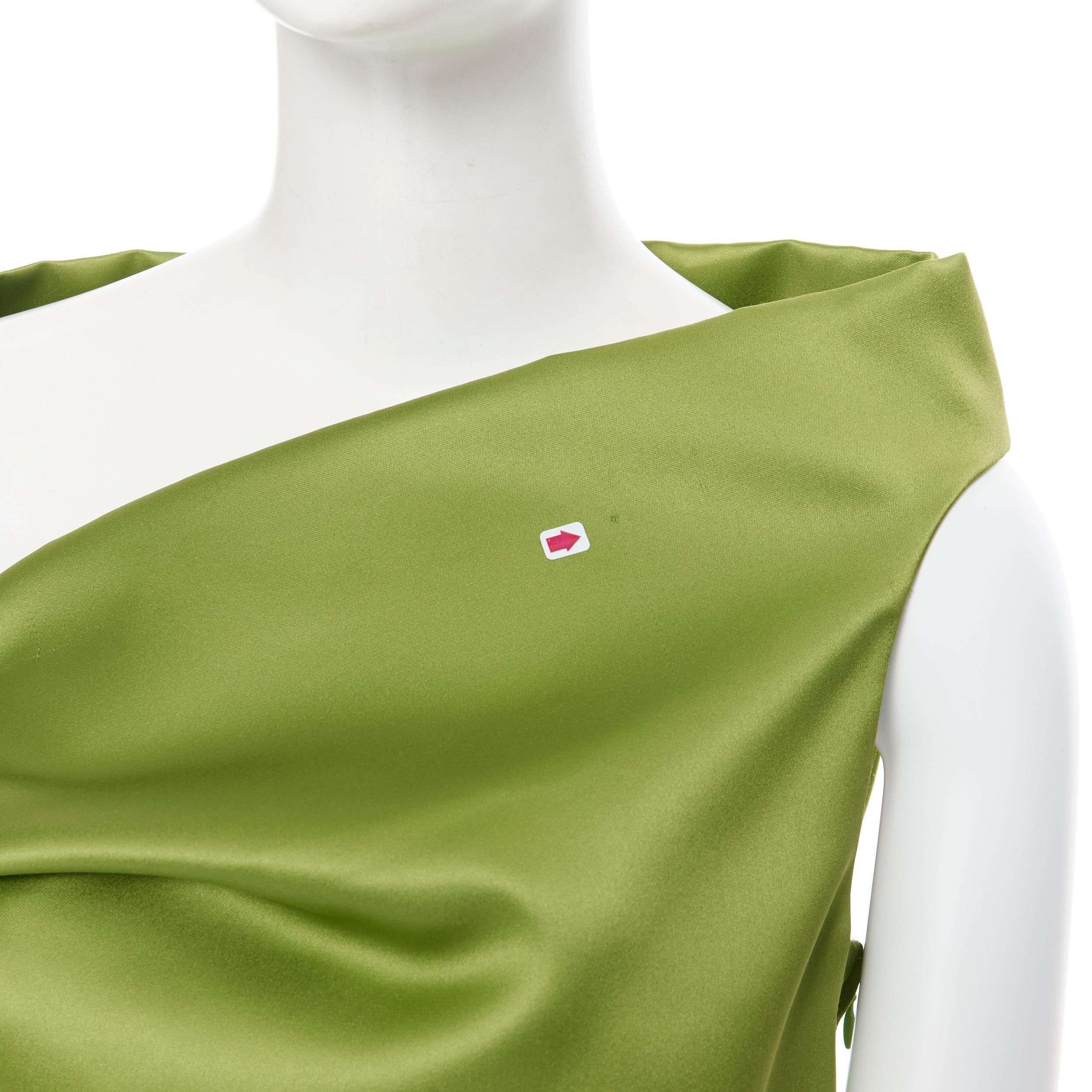 BALENCIAGA 2016 rich emerald green gathered asymmetric off shoulder top FR34 XS 1