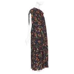 BALENCIAGA 2016 Runway black red floral Voluminous pleat maxi tent dress FR36 S