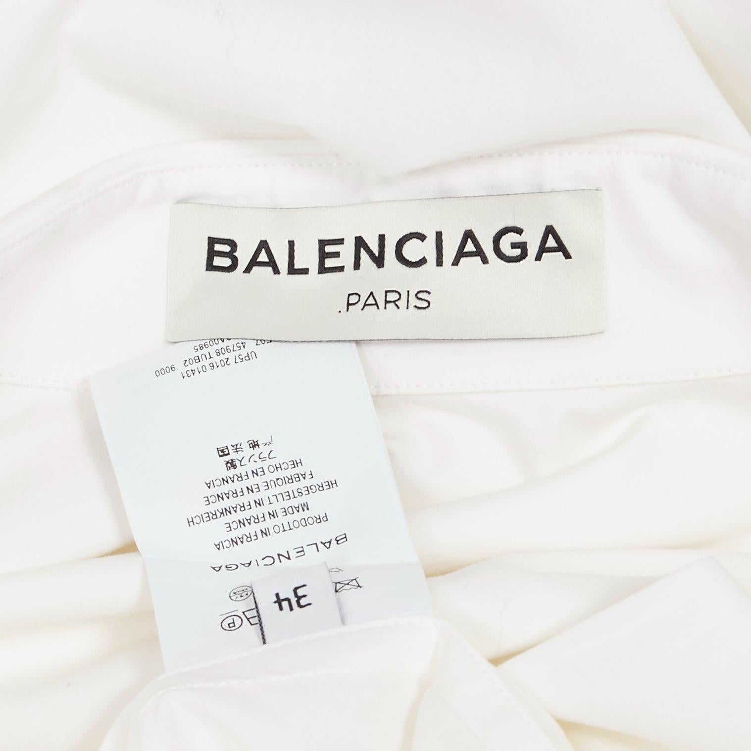 BALENCIAGA 2016 white cotton tie shoulder cape sleeves hi low shirt FR34 XS For Sale 6