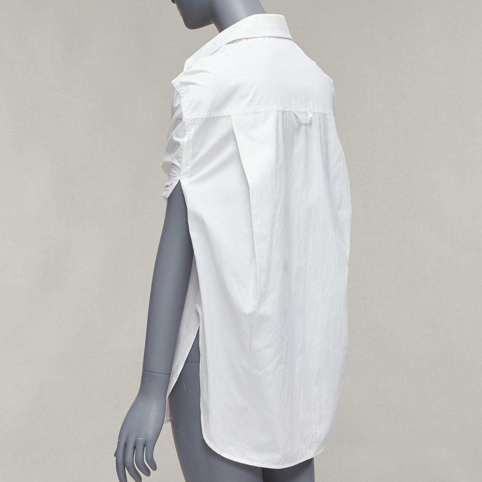 BALENCIAGA 2016 white cotton tie shoulder cape sleeves hi low shirt FR34 XS For Sale 2