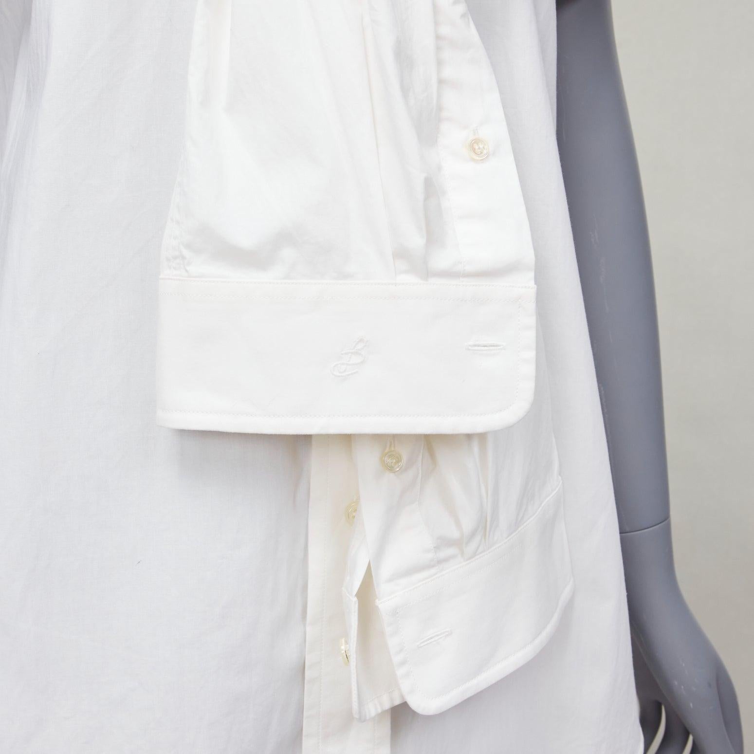 BALENCIAGA 2016 white cotton tie shoulder cape sleeves hi low shirt FR34 XS For Sale 4
