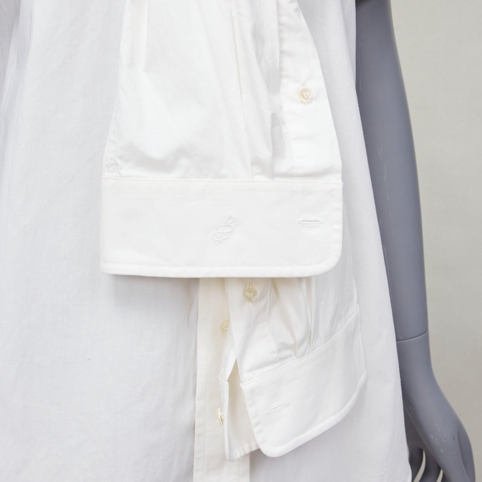 BALENCIAGA 2016 white cotton tie shoulder cape sleeves hi low shirt FR34 XS 3
