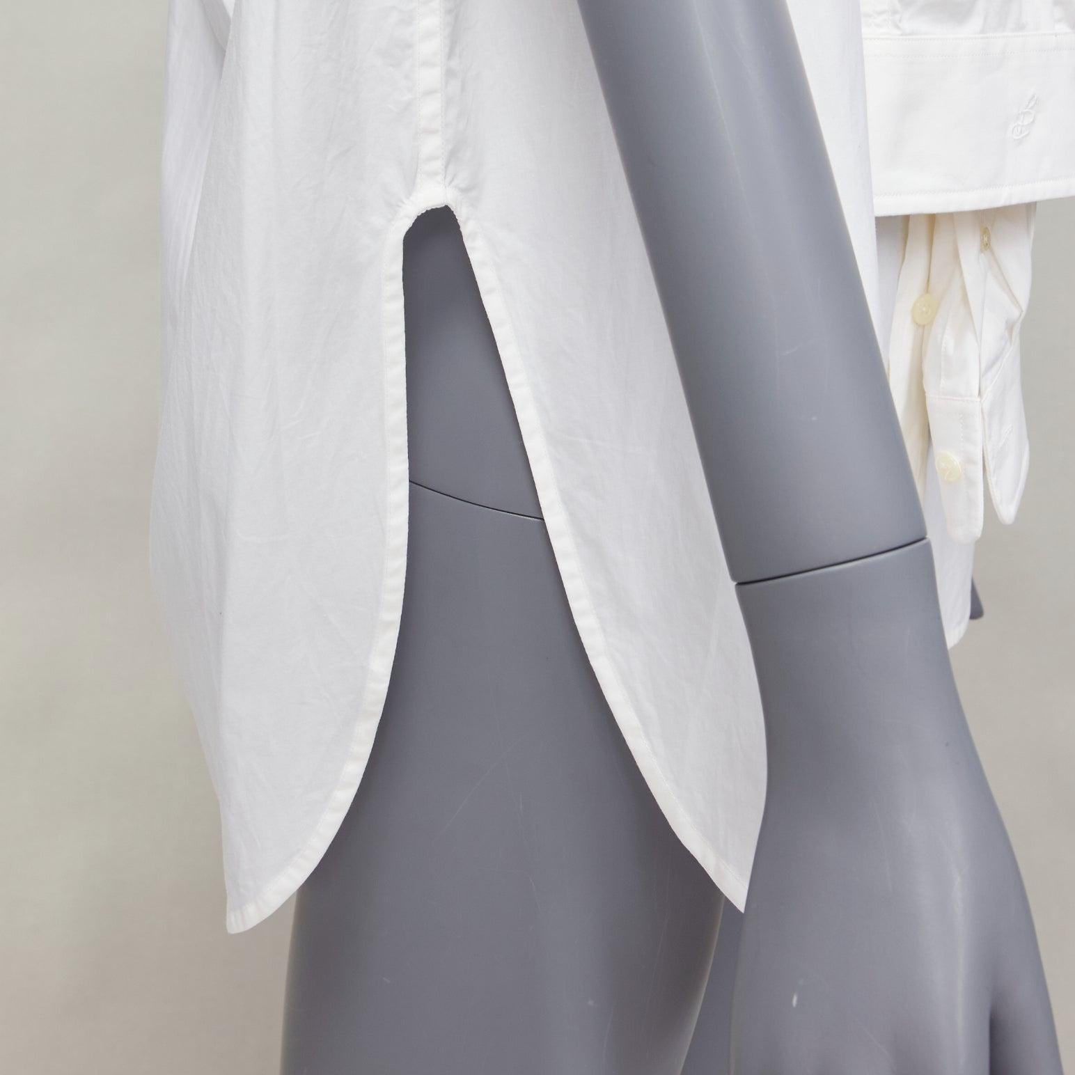 BALENCIAGA 2016 white cotton tie shoulder cape sleeves hi low shirt FR34 XS 4