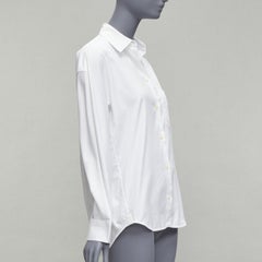BALENCIAGA 2016 white curved hem topstitch pocket shirt FR36 S