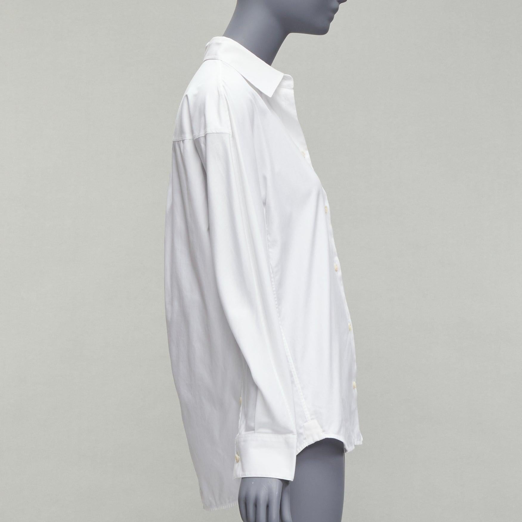 Gray BALENCIAGA 2016 white curved hem topstitch pocket shirt FR36 S