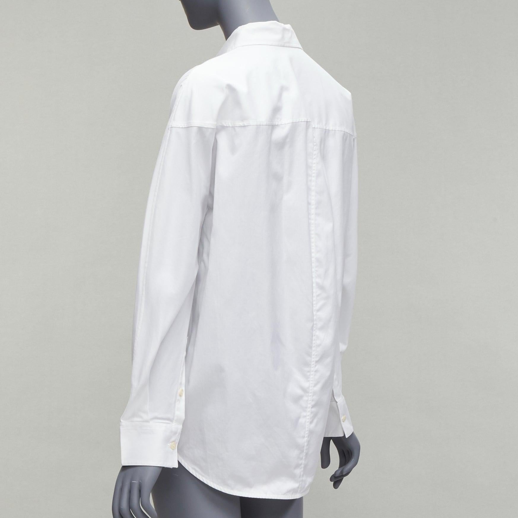 Women's BALENCIAGA 2016 white curved hem topstitch pocket shirt FR36 S