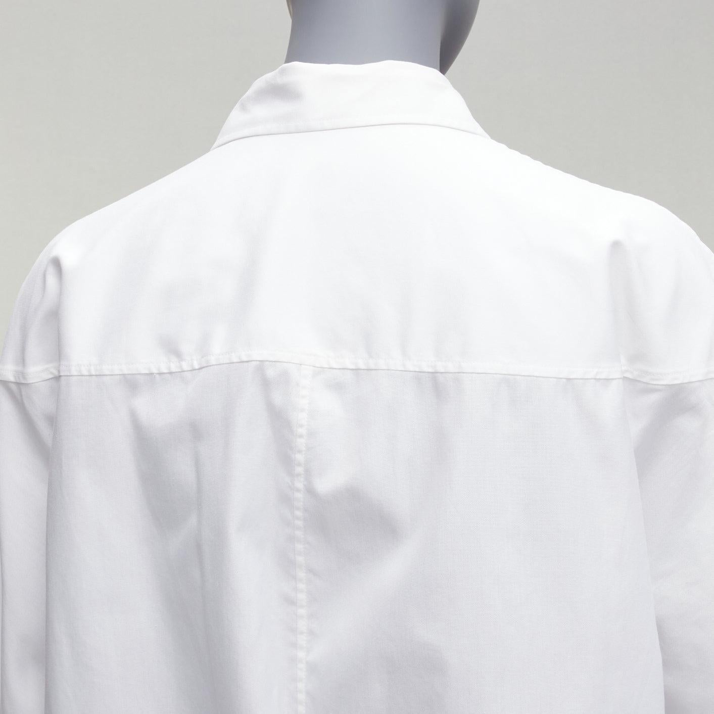 BALENCIAGA 2016 white curved hem topstitch pocket shirt FR36 S 1
