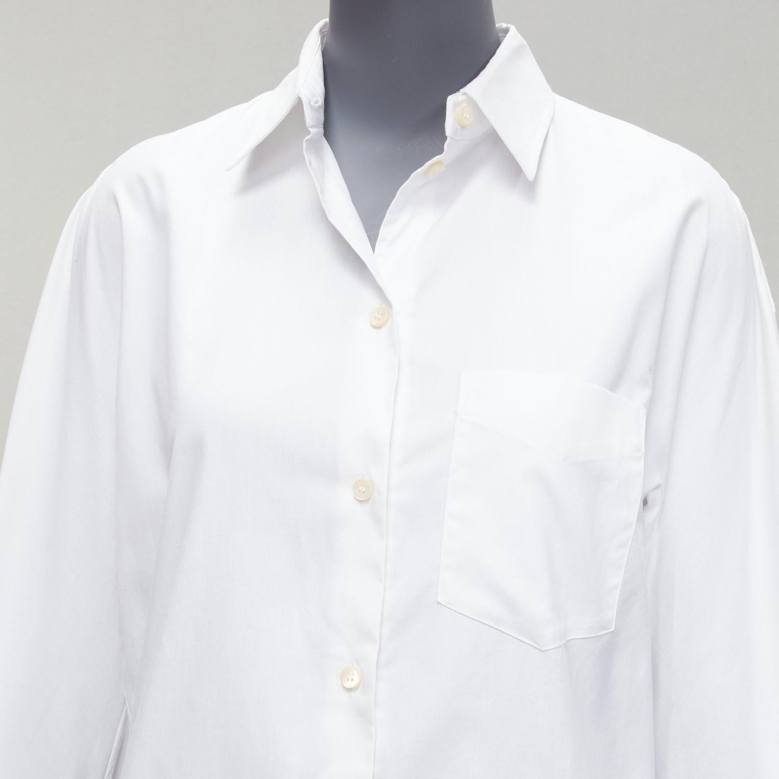 BALENCIAGA 2016 white curved hem topstitch pocket shirt FR36 S 2