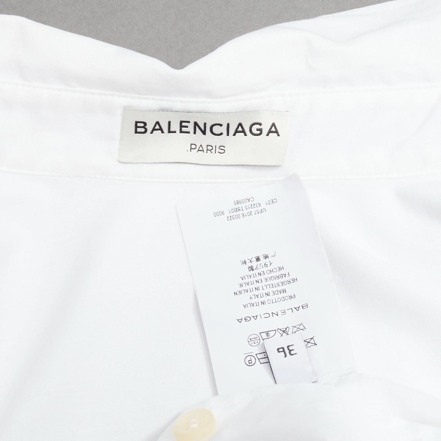 BALENCIAGA 2016 white curved hem topstitch pocket shirt FR36 S 3