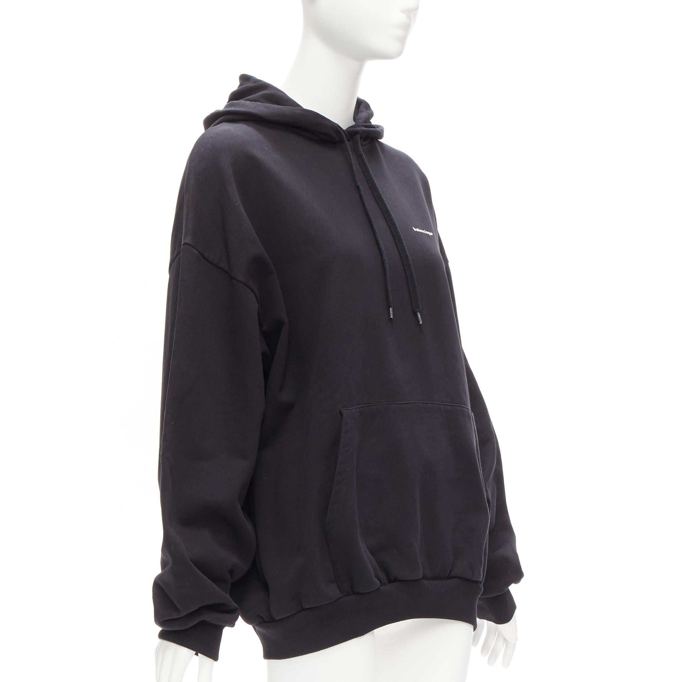 Black BALENCIAGA 2017 Archetype black cotton logo oversized hoodie XS For Sale