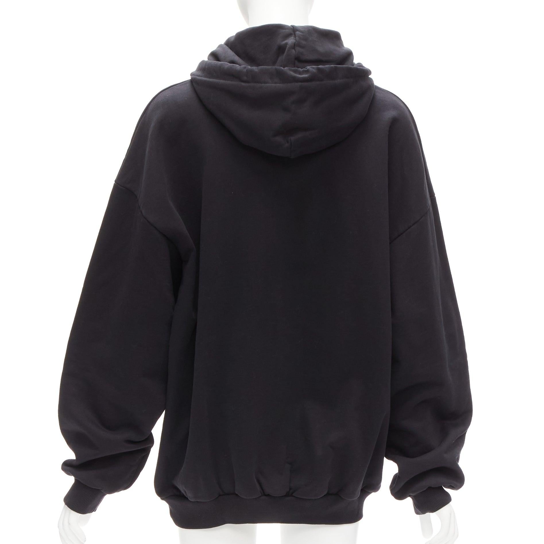 Women's BALENCIAGA 2017 Archetype black cotton logo oversized hoodie XS For Sale