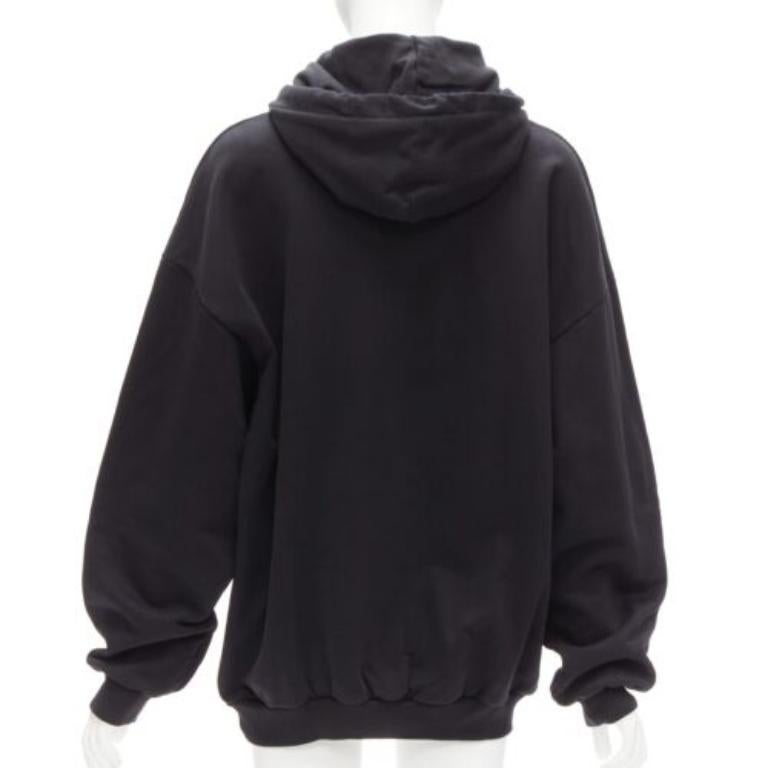 Women's BALENCIAGA 2017 Archetype black cotton logo oversized hoodie XS