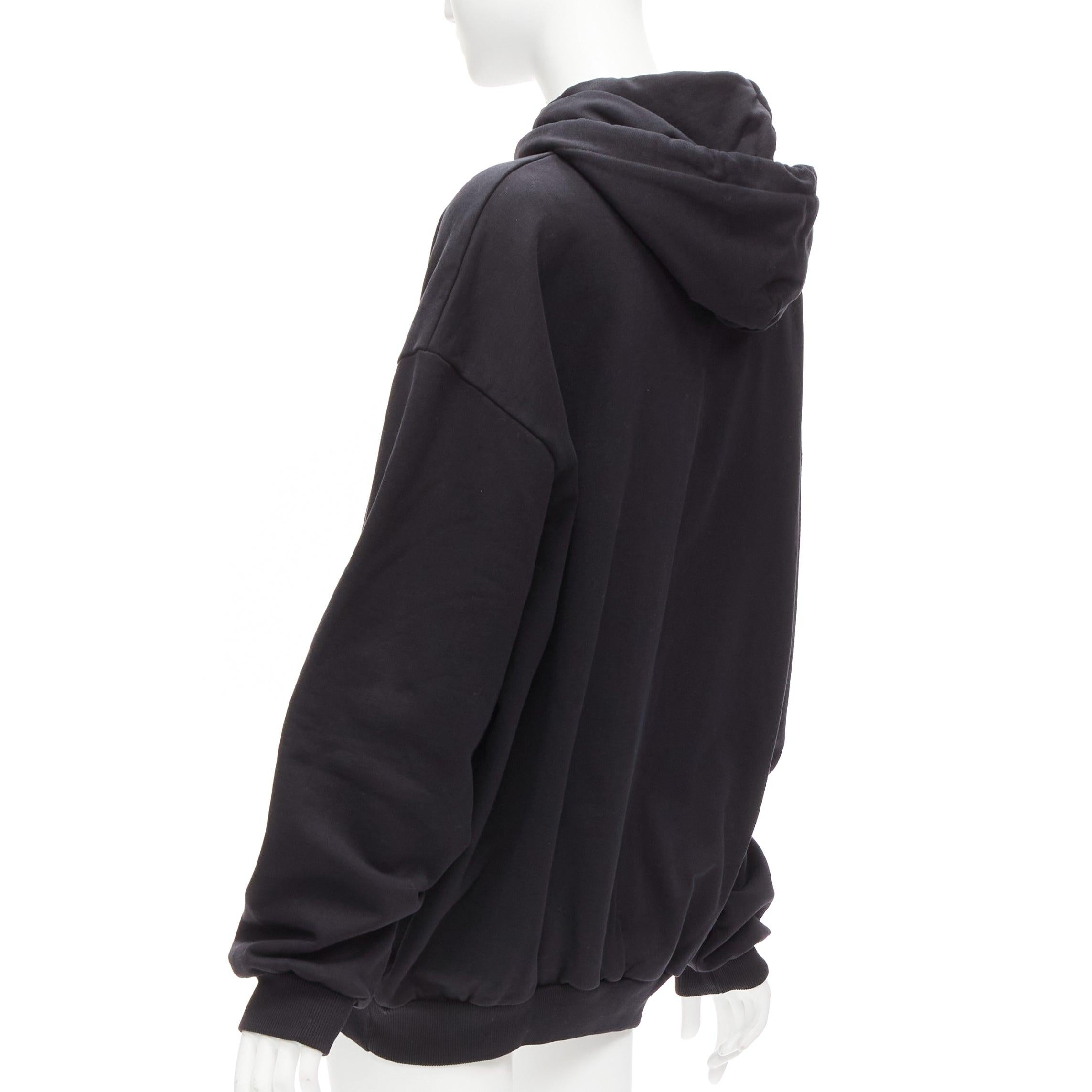 BALENCIAGA 2017 Archetype black cotton logo oversized hoodie XS For Sale 1