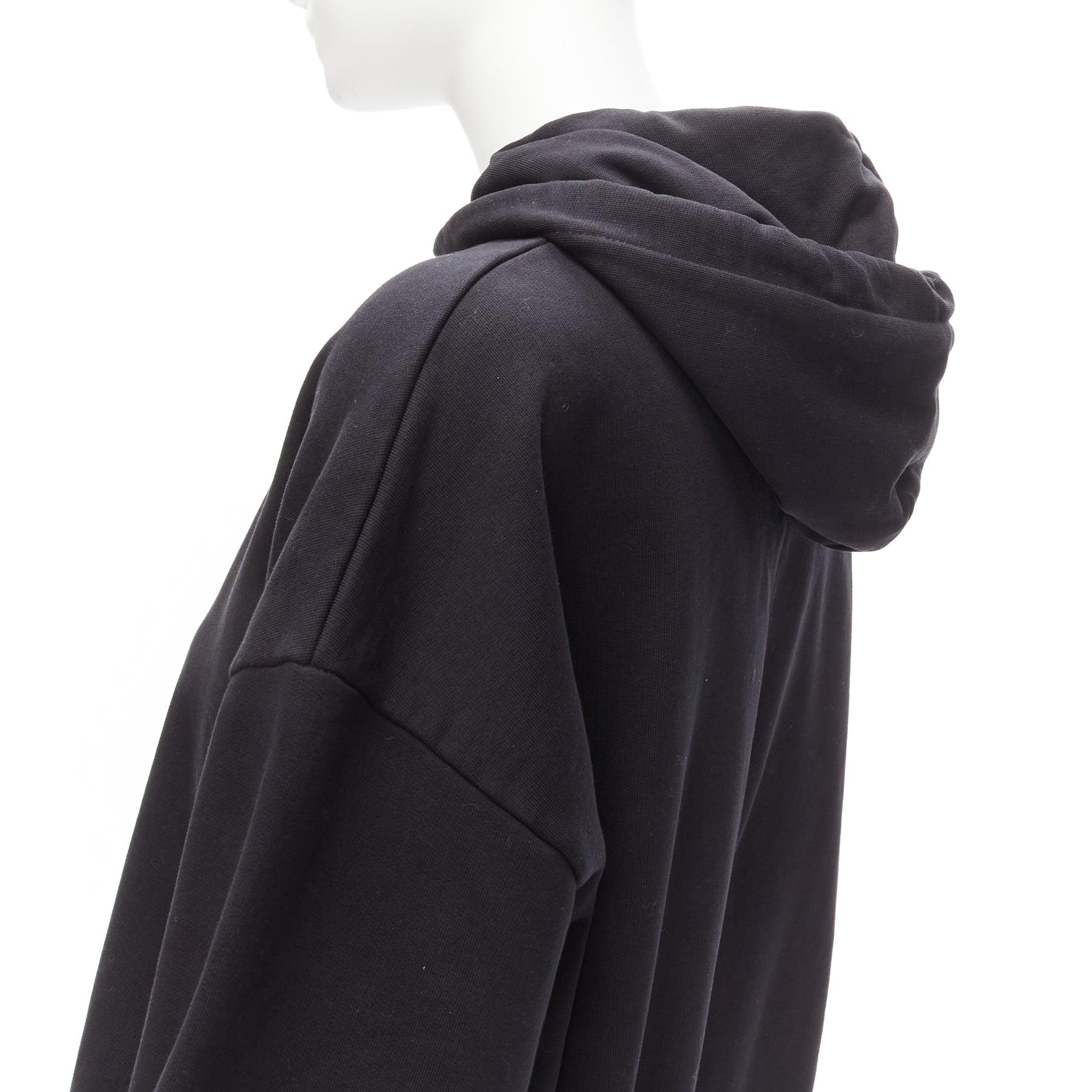 BALENCIAGA 2017 Archetype black cotton logo oversized hoodie XS For Sale 2