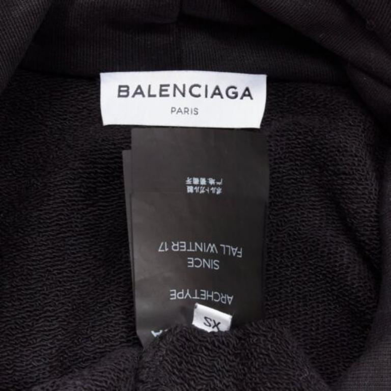 BALENCIAGA 2017 Archetype black cotton logo oversized hoodie XS 3