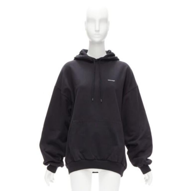 BALENCIAGA 2017 Archetype black cotton logo oversized hoodie XS 4