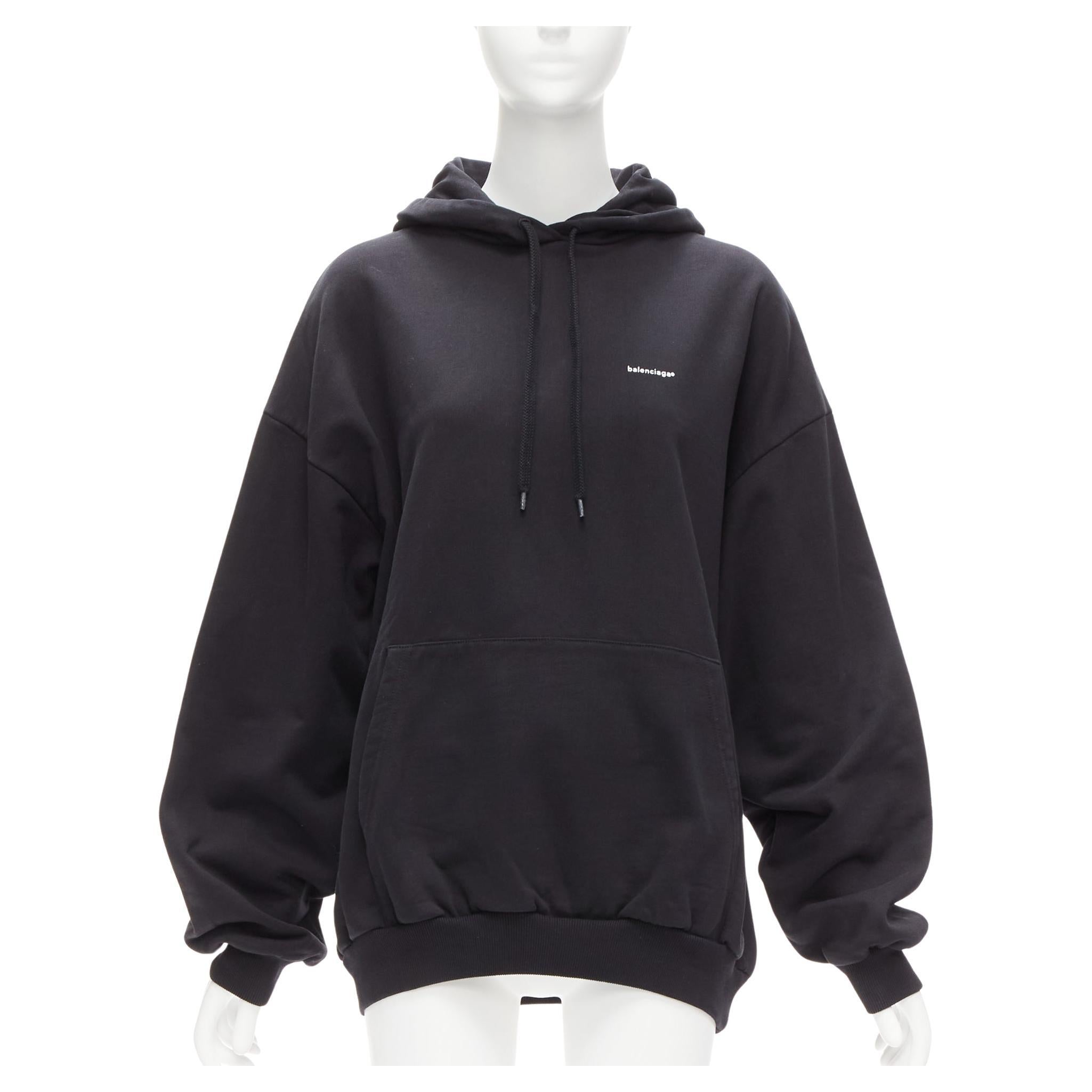 BALENCIAGA 2017 Archetype black cotton logo oversized hoodie XS For Sale
