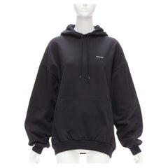 BALENCIAGA 2017 Archetype coton noir logo sweat à capuche oversize XS