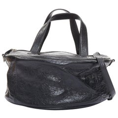BALENCIAGA 2017 Arena Round Air S Hobo schwarz Leder Zylinder Crossbody Tasche