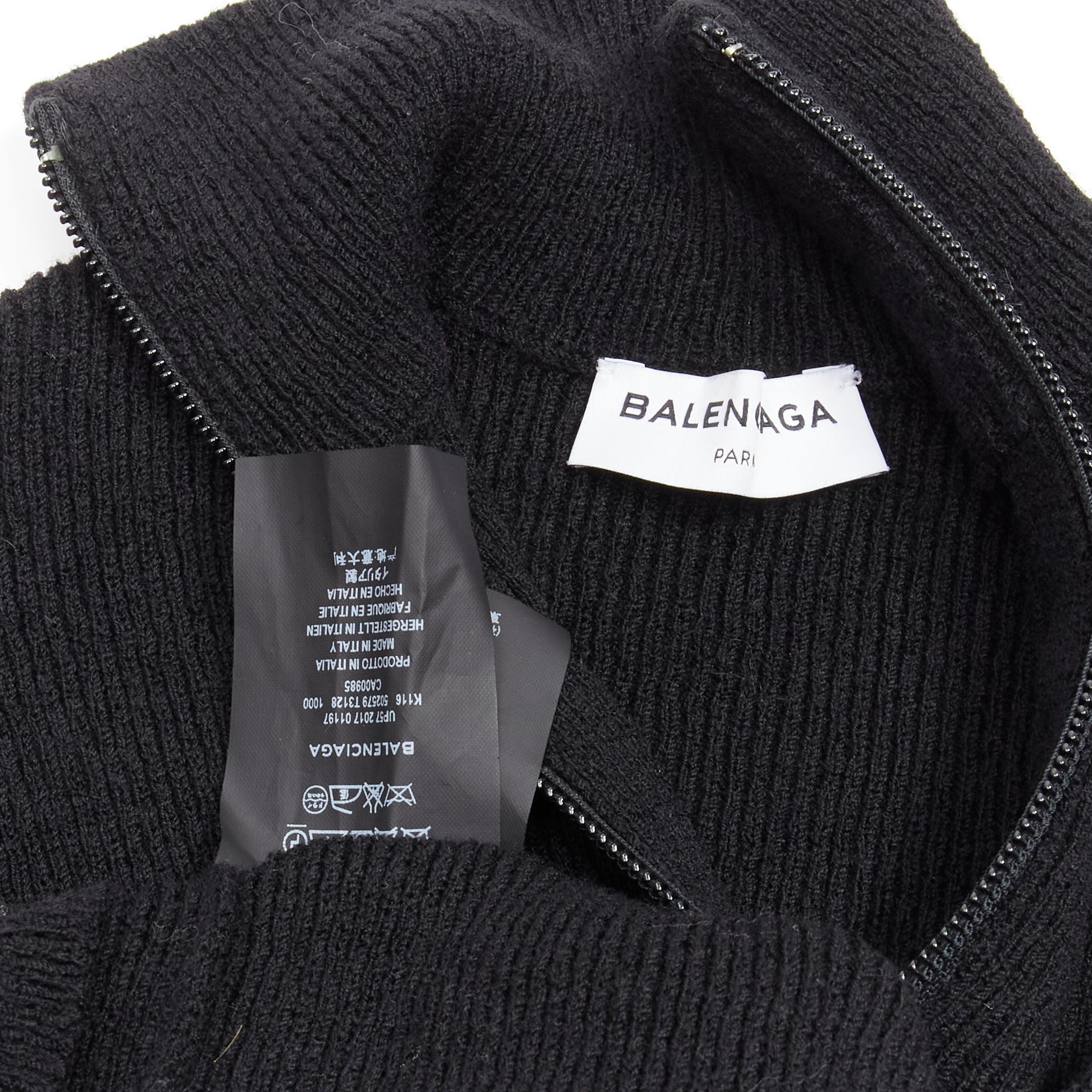 BALENCIAGA 2017 black virgin wool gold BB logo half zip pullover sweater FR36 S 2
