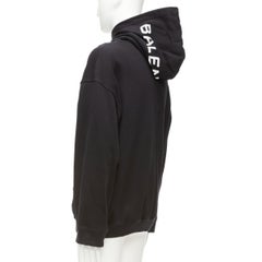 BALENCIAGA 2017 black white cotton split logo oversized hoodie sweatshirt S