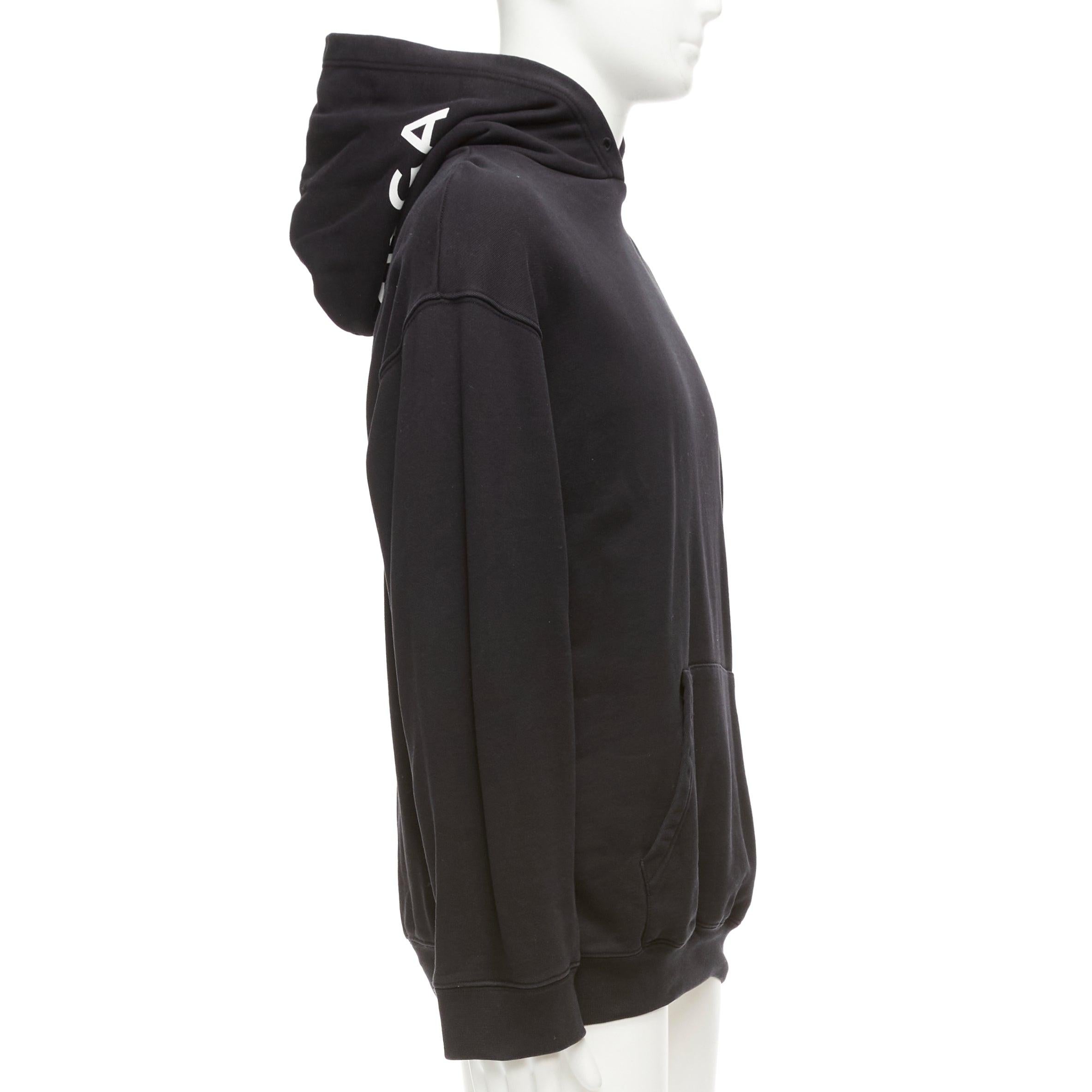 BALENCIAGA 2017 black white cotton split logo oversized hoodie sweatshirt S For Sale 1