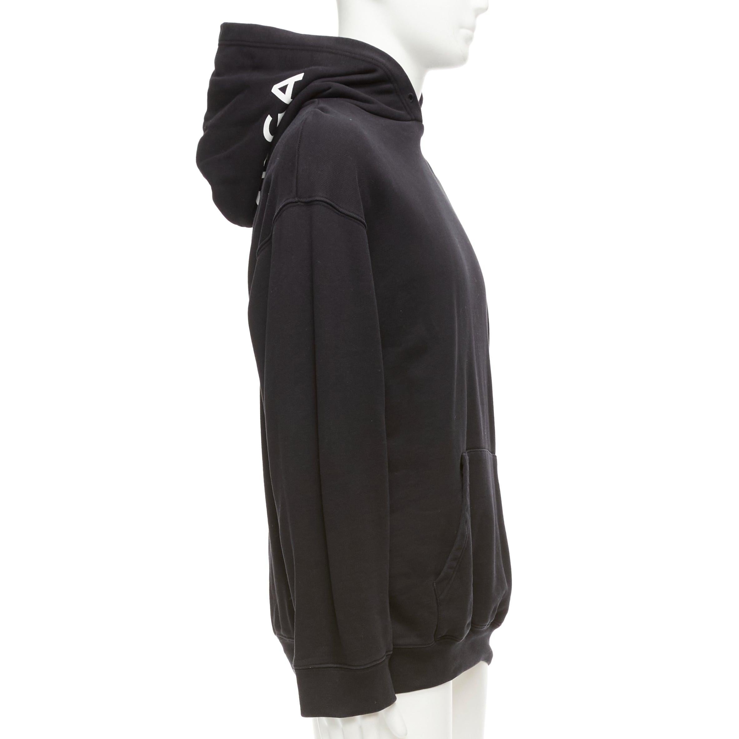 Men's BALENCIAGA 2017 black white cotton split logo oversized hoodie sweatshirt S