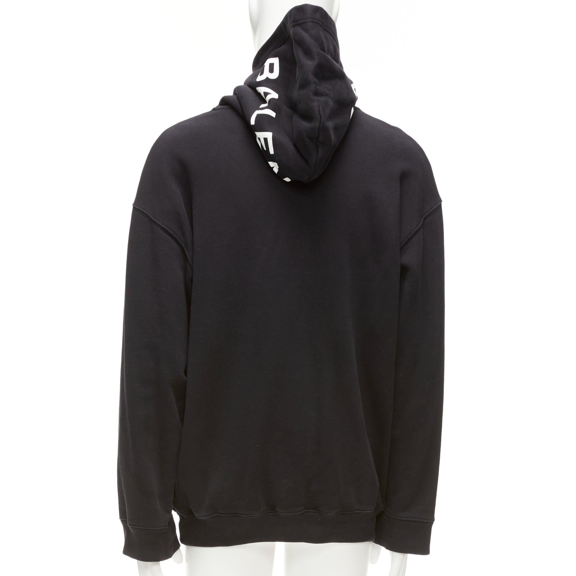 BALENCIAGA 2017 black white cotton split logo oversized hoodie sweatshirt S 1