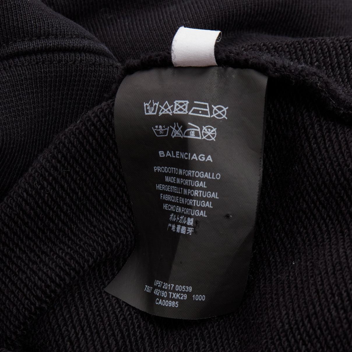 BALENCIAGA 2017 black white cotton split logo oversized hoodie sweatshirt S For Sale 4