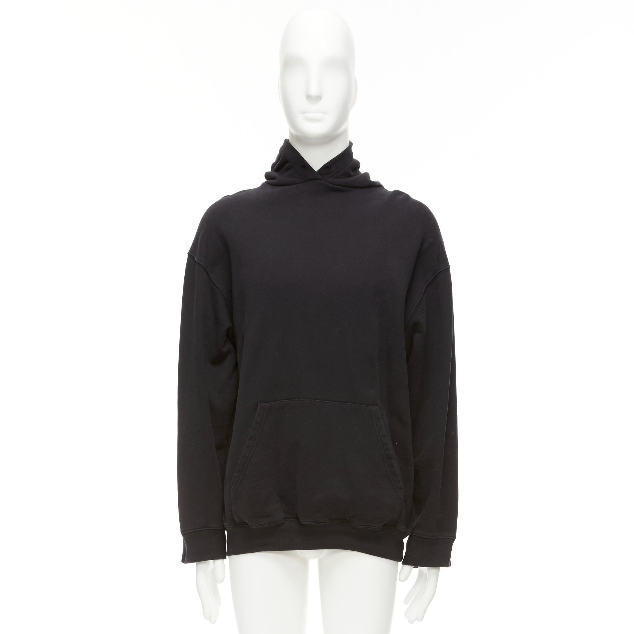 BALENCIAGA 2017 black white cotton split logo oversized hoodie sweatshirt S 4