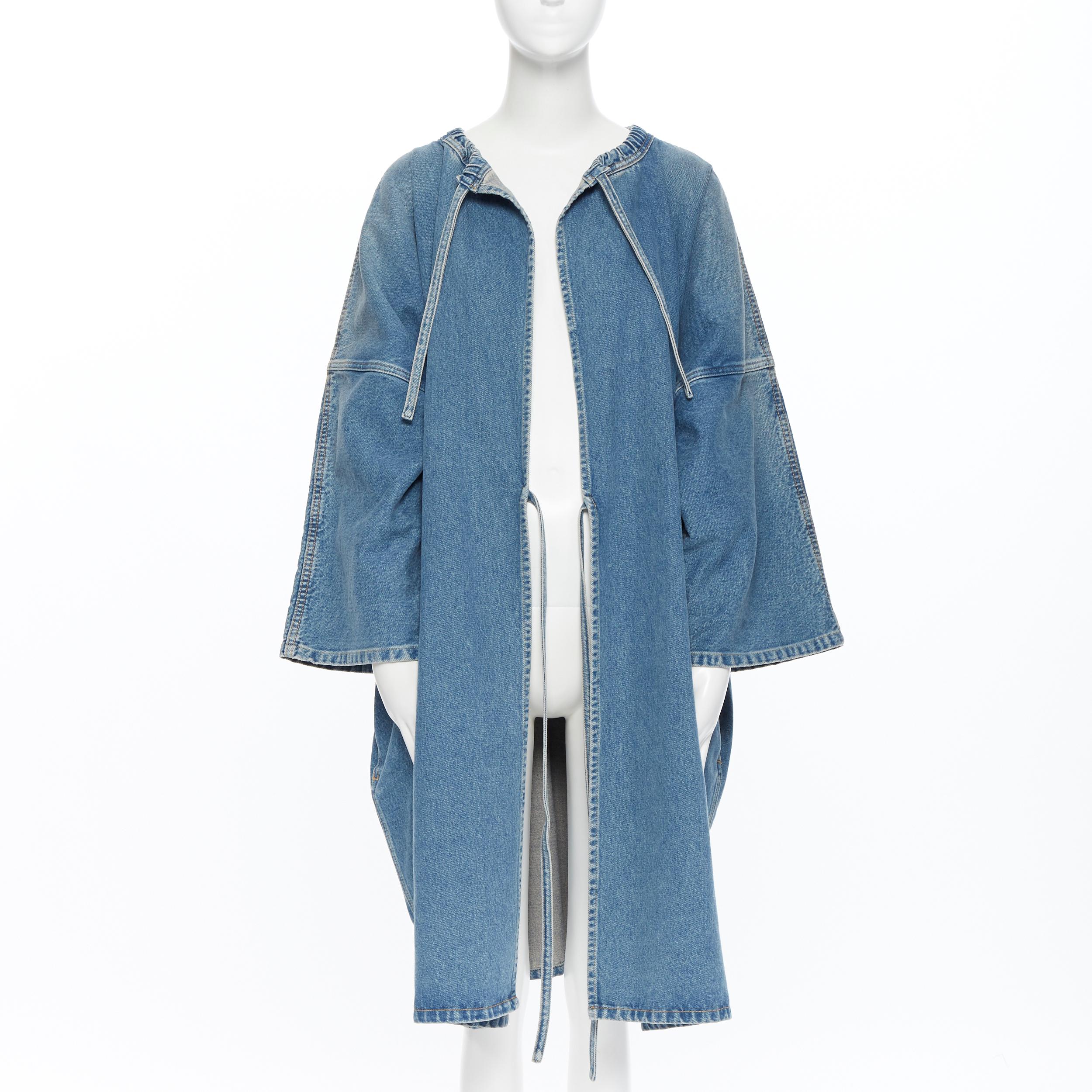 BALENCIAGA 2017 DEMNA azul lavado kimono manga abrigo casual FR34 XS Azul