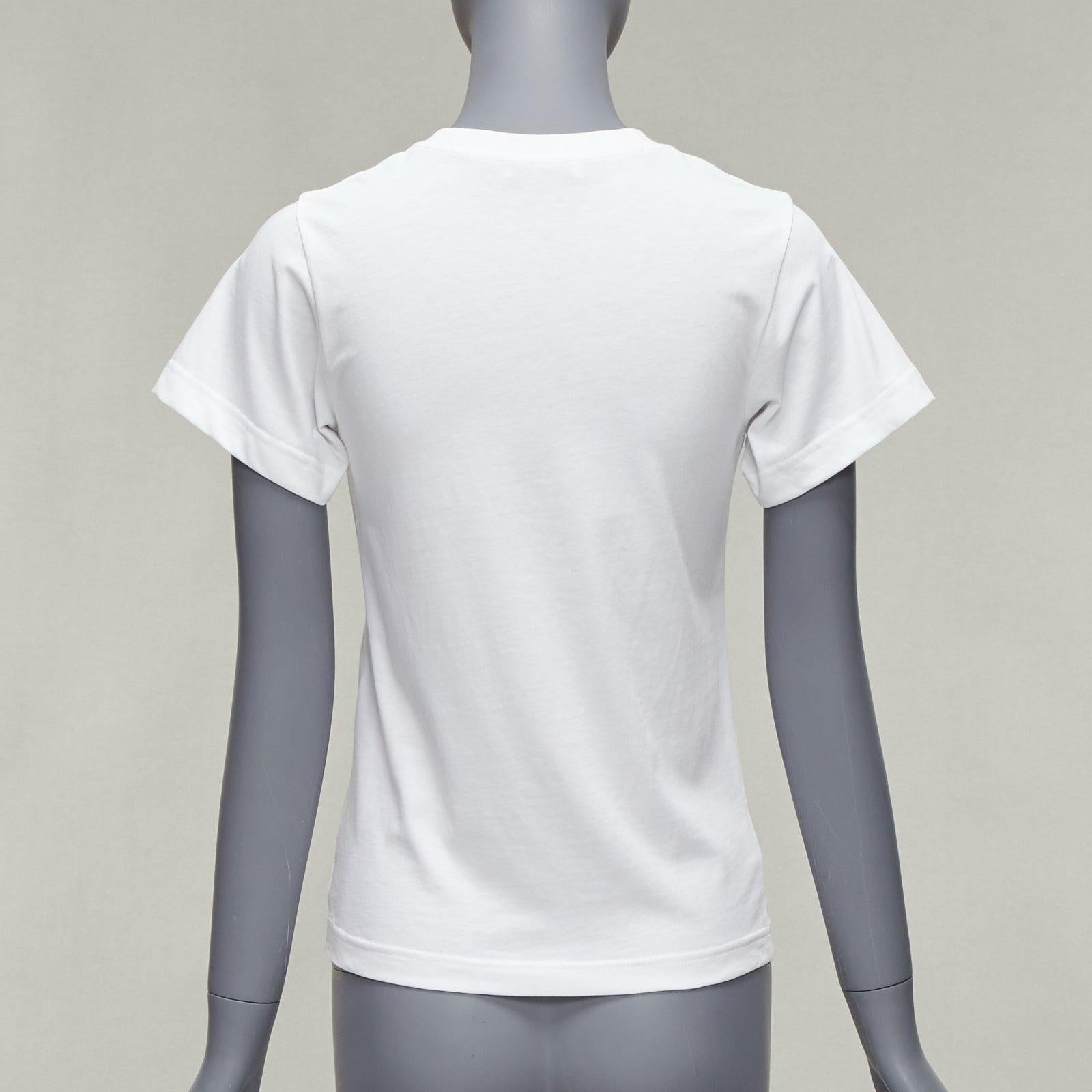 BALENCIAGA 2017 Mode pink logo print short sleeve white cotton tshirt XS For Sale 1