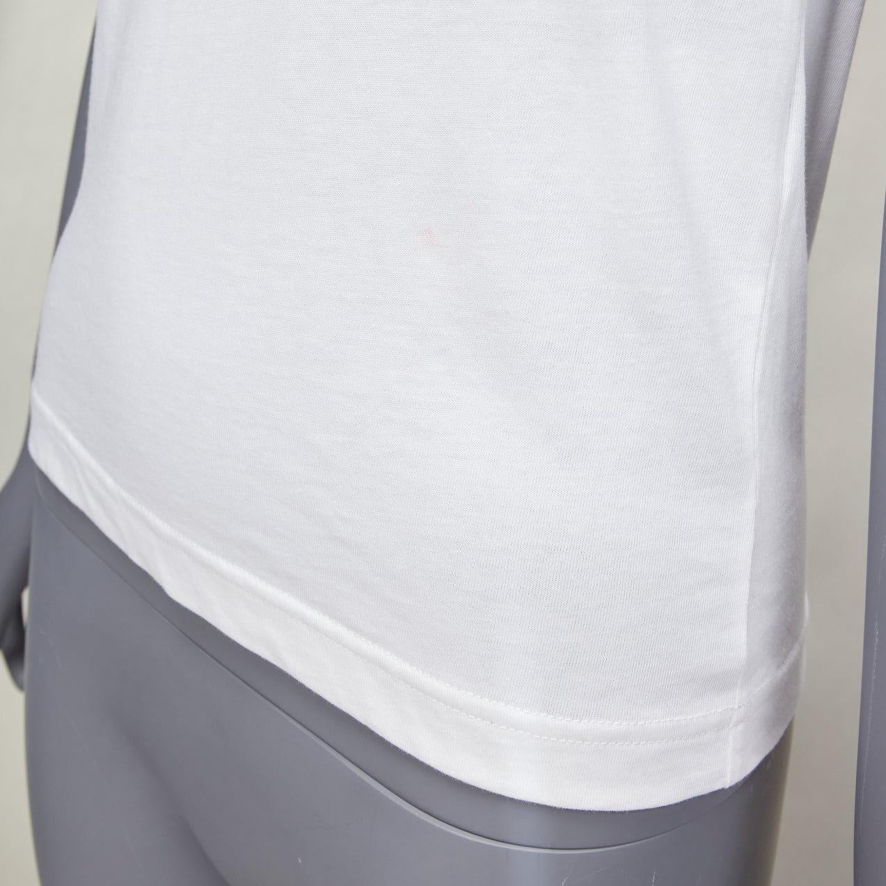 BALENCIAGA 2017 Mode pink logo print short sleeve white cotton tshirt XS For Sale 4