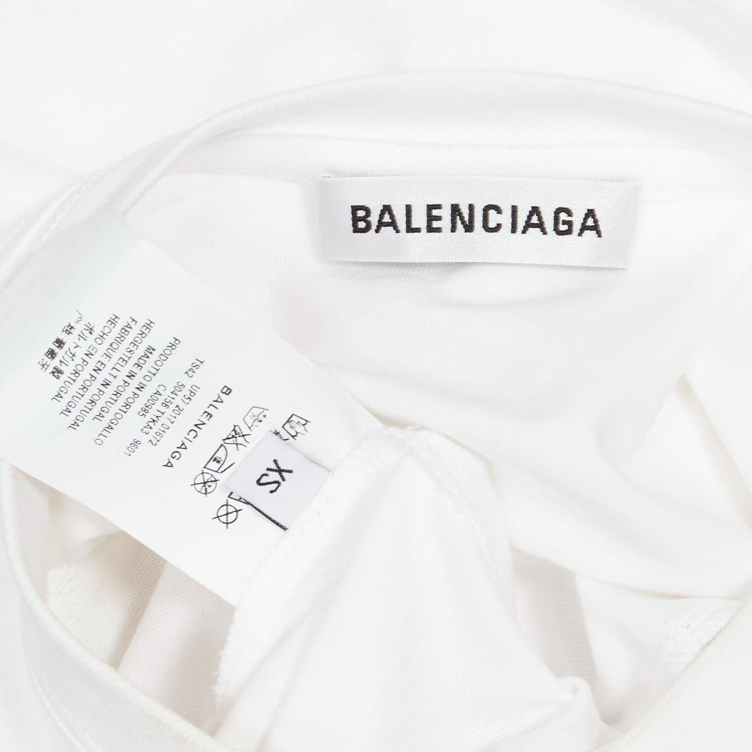 BALENCIAGA 2017 Mode pink logo print short sleeve white cotton tshirt XS For Sale 5