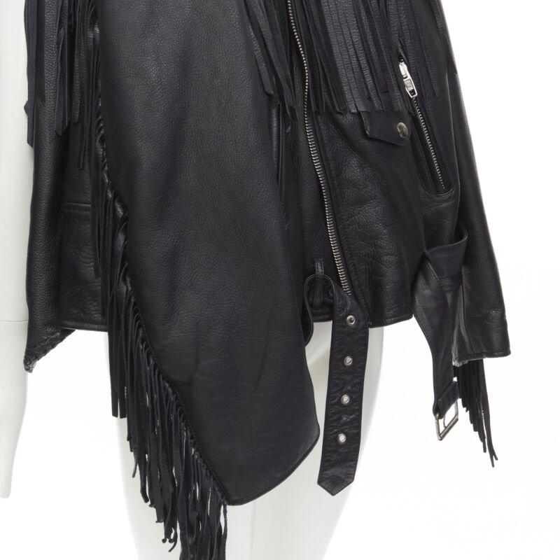 BALENCIAGA  2017 Runway Giacca biker con frange pendenti a 3 vie FR36 S in vendita 6