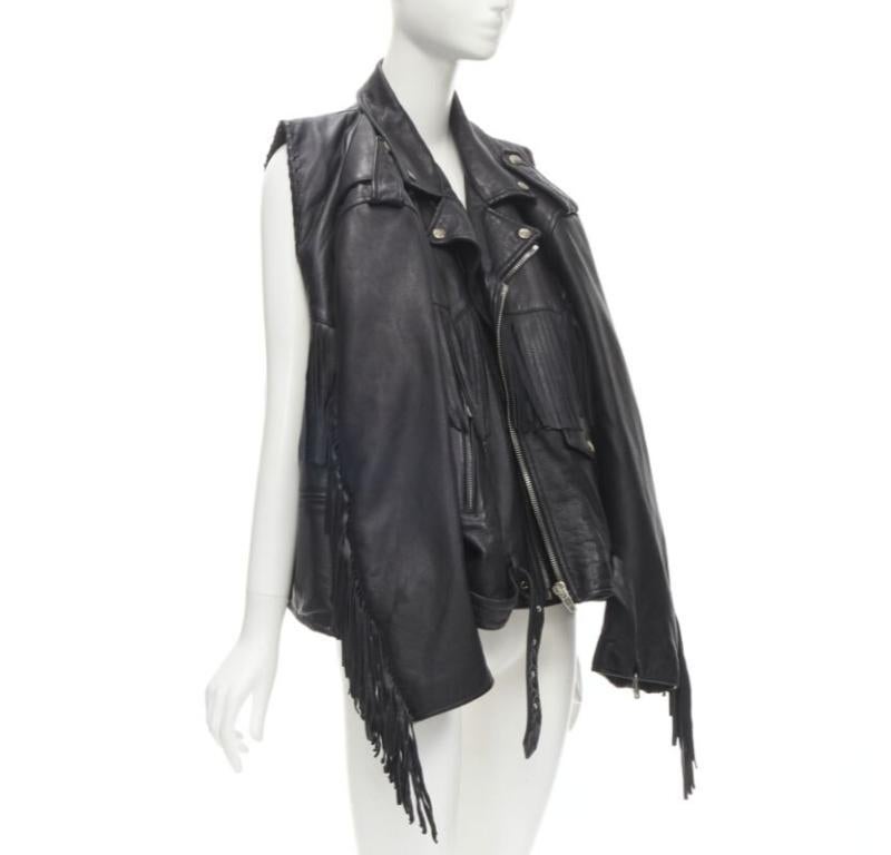 BALENCIAGA  2017 Runway Giacca biker con frange pendenti a 3 vie FR36 S In condizioni ottime in vendita a Hong Kong, NT