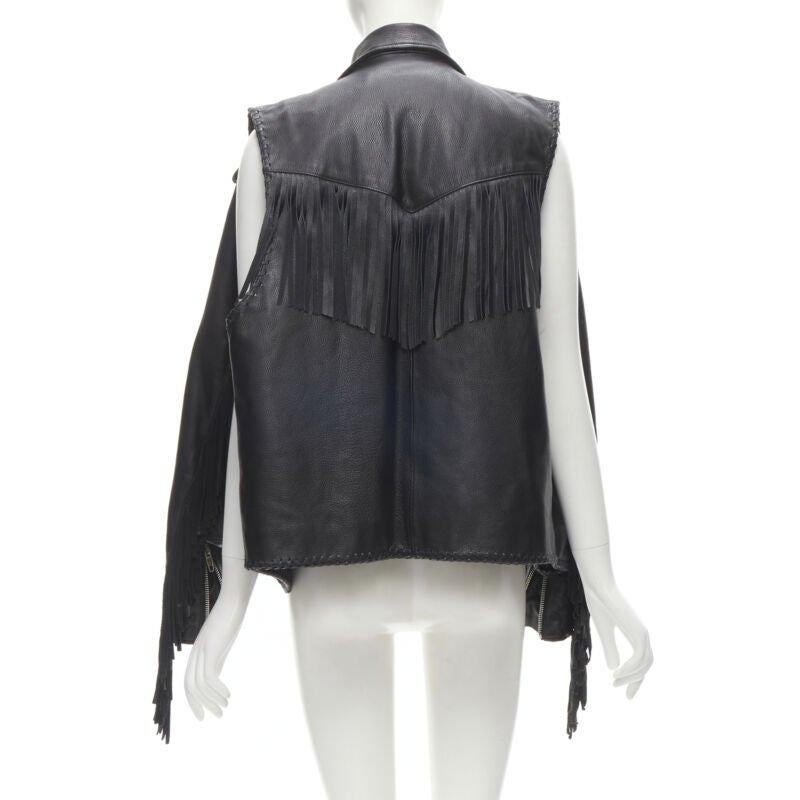 BALENCIAGA  2017 Runway Giacca biker con frange pendenti a 3 vie FR36 S in vendita 1