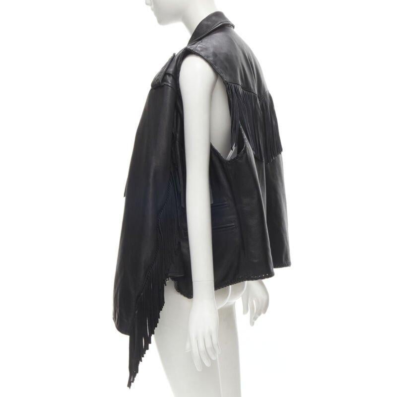 BALENCIAGA  2017 Runway Giacca biker con frange pendenti a 3 vie FR36 S in vendita 3