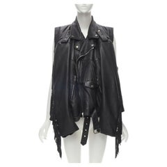 BALENCIAGA  2017 Runway 3-way draped hanging fringed biker jacket FR36 S