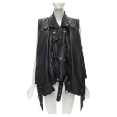 Used BALENCIAGA  2017 Runway 3-way draped hanging fringed biker jacket FR36 S