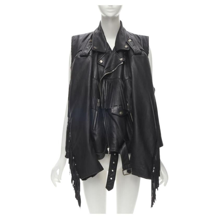 BALENCIAGA  2017 Runway Giacca biker con frange pendenti a 3 vie FR36 S in vendita