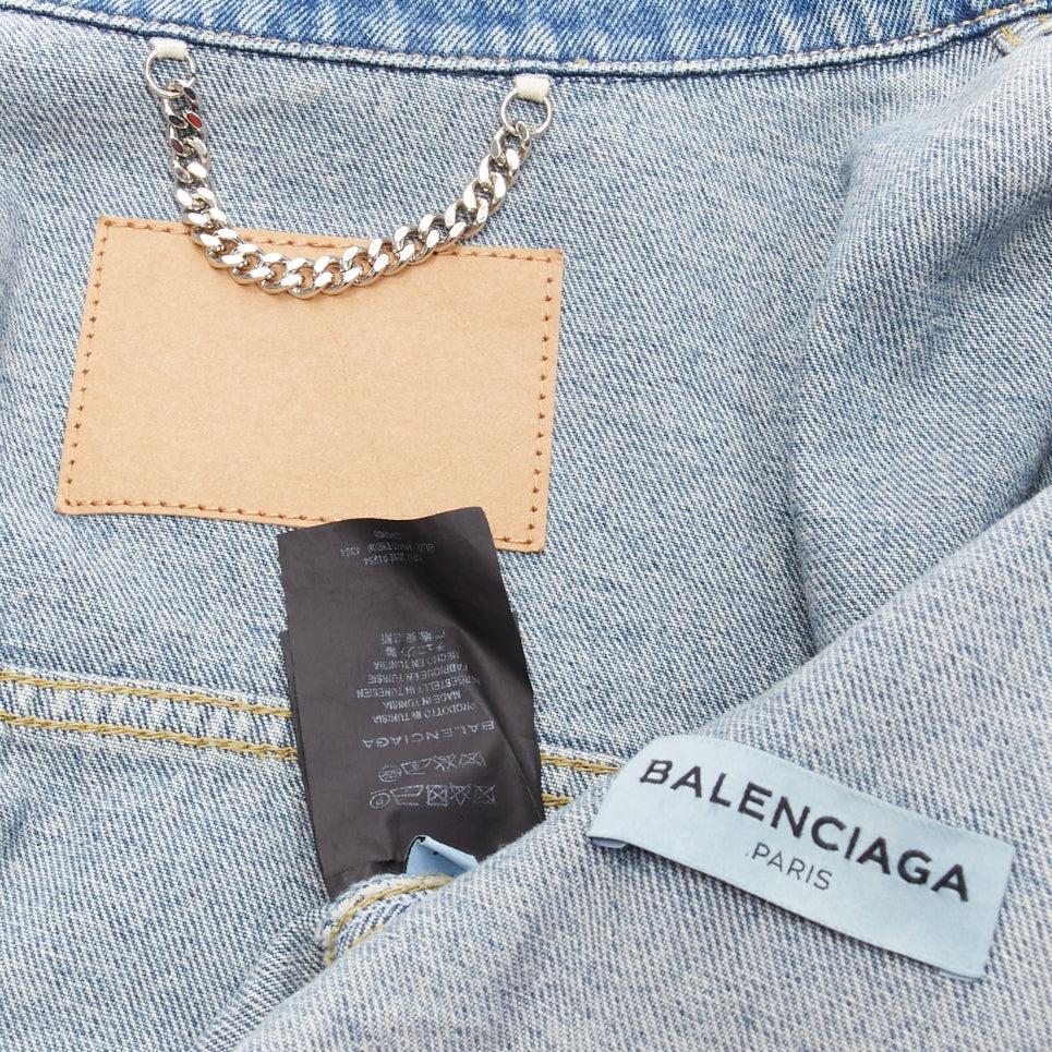 BALENCIAGA 2017 Runway blue denim Swing reconstructed cropped jacket FR36 S For Sale 4
