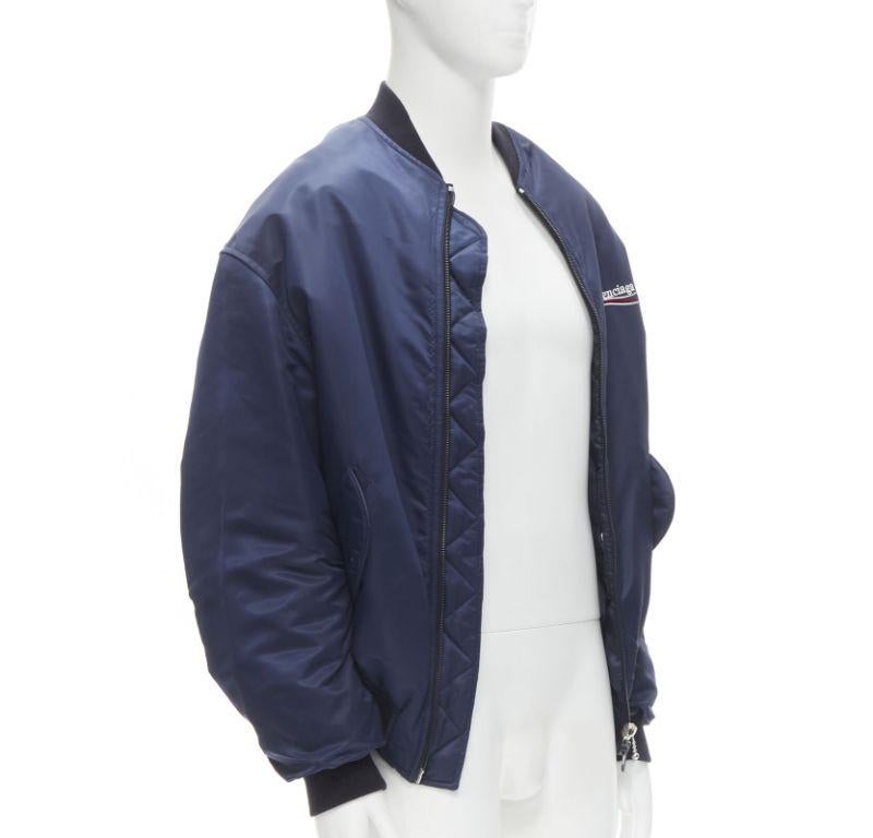 BALENCIAGA 2017 Runway navy Wobble Campaign MA1 padded bomber jacket EU44 XS In Excellent Condition In Hong Kong, NT