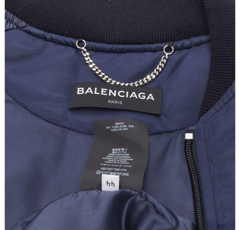BALENCIAGA 2017 Runway navy Wobble Campaign MA1 padded bomber jacket EU44 XS