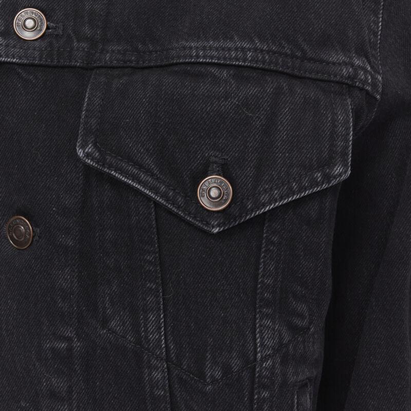 BALENCIAGA 2017 Giacca trucker in denim nero lavato con collo a sciarpa FR34 XS in vendita 3