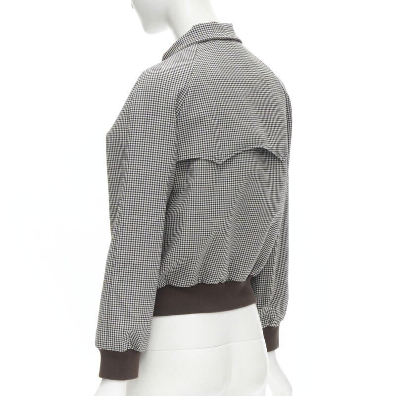 BALENCIAGA 2017 Scarf Collar Tie Neck brown Prince of Wales crop bomber FR38 S 2